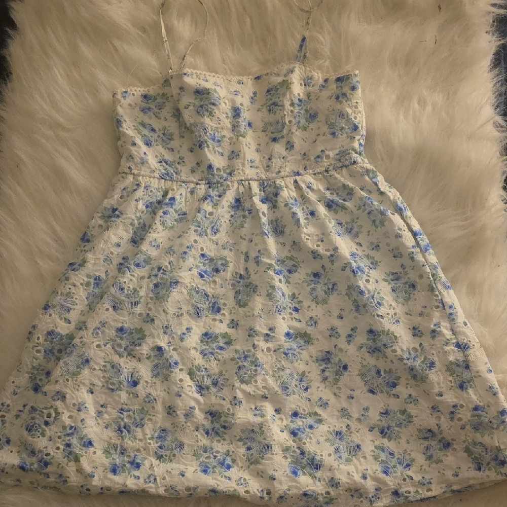 Floral Blue and White Juniors Dress